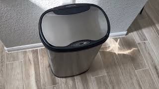 NINESTARS DZT 50 13 Automatic Touchless Motion Sensor Oval Trash Can Review [upl. by Brittain]