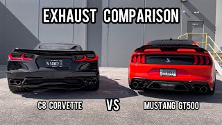 Mustang GT500 vs C8 Corvette  Exhaust Sound Comparison [upl. by Charteris]