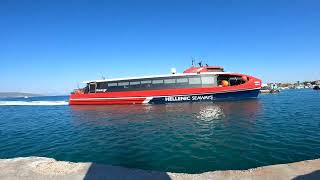 Aero Highspeed Flying Dolphin and sailor boats in the port of Aegina aero boat greece port ship [upl. by Lawan879]