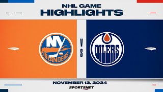 NHL Highlights  Islanders vs Oilers  November 12 2024 [upl. by Ecnav500]