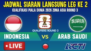 🔴LIVE RCTI MALAM  INI JADWAL LEG 2 TIMNAS INDONESIA VS ARAB SAUDI KUALIFIKASI PIALA DUNIA 2026 [upl. by Nedyaj]