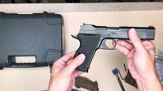 SIG P210 Target  unboxing change grip Hogue extreme G10 how to remove wood if it is stucktight [upl. by Pollux]