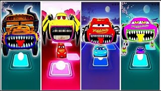 Miss Fritter Cars Vs Yellow McQueen Eater Vs Red McQueen Eater Vs Pink McQueen Eater [upl. by Frame298]