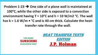 Problem 125 Calculate the heattransfer rate through the wall [upl. by Eiryk]