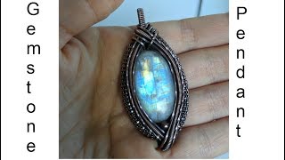 Coiled Heady Cabochon Wire Wrap Pendant Tutorial Demo DIY [upl. by Arihsat]