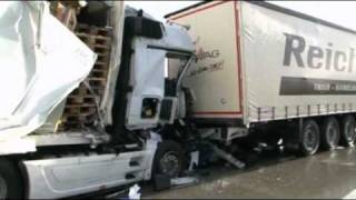 Mass collision on German autobahn [upl. by Arbma]