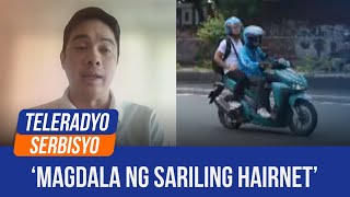 Motorcycle taxi company encourages passengers to bring own hairnets  Kabayan 12 December 2024 [upl. by Adigun707]