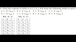 Find the content of tables G H I J K L M N from the following tables R and S G R XAD S H R X [upl. by Rambort]