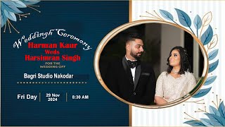 🔴Live  Harman Kaur Weds Harsimran Singh  29112024 [upl. by Nnylkcaj176]