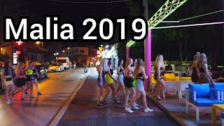 ⁴ᴷ Nightlife walk 🇬🇷 MALIA Crete Greece 2019 4K [upl. by Llenwad]