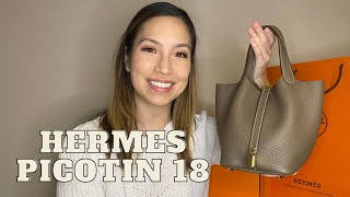 REVIEW HERMES PICOTIN LOCK 18 Clemence leather etoupe and gold HW should you buy it Luxury bag [upl. by Bobseine320]