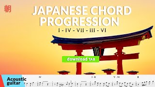 Japanese chord progression  Guitar TAB [upl. by Redwine834]