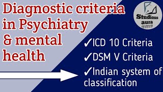 ICD 10 diagnostic criteria DSM V  psychiatry Indian system of classification of mental disorders [upl. by Thirza]