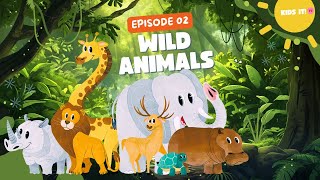 Names of Wild Animals  Learn English Vocabulary with Spelling  Cartoon for Kids [upl. by Sheff]