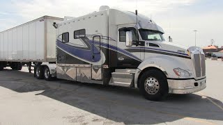 Huge White Kenworth With Super Sleeper At Iowa 80 Truck Stop [upl. by Larochelle]