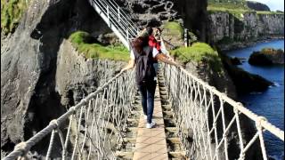 Crossing CarrickaRede Rope Bridge Antrim Northern Ireland [upl. by Veator46]