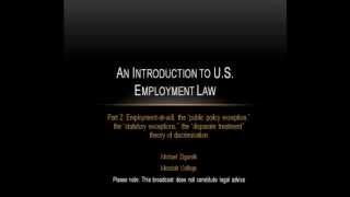 An Introduction to US Employment Law part 2 [upl. by Nueovas125]