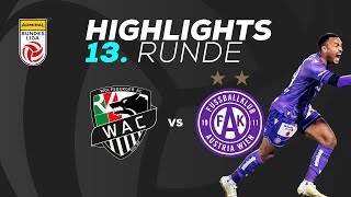 RZ Pellets WAC  FK Austria Wien 13 Runde ADMIRAL Bundesliga 202425 [upl. by Dazraf]