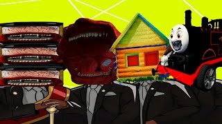 THREE HEADED BUS EATER VS TRAIN EATER VS HOUSE HEAD VS CHCH EATER  COFFIN DANCE MEME COVER [upl. by Fillian910]