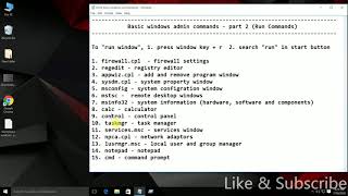 Basic Windows Admin Commands  Part 2 Run Commands [upl. by Nealon351]