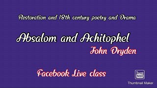 Absalom and Achitophel Facebook Live class [upl. by Adriaens928]