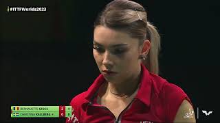 Bernadette Szocs vs Christina Kallberg  WS R128  2023 ITTF World Table Tennis Championships Finals [upl. by Acirehs]