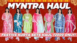 MYNTRA HAUL  MOST BEAUTIFUL FESTIVE KURTA SETS UNDER 2000  Swarda Thigale [upl. by Ahseeyt]