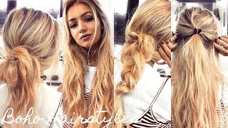 One Minute Boho Hairstyles  Quick amp Easy Running Late Heatless Hair Tutorial [upl. by Aliakam]