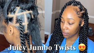 How To Large  Jumbo Twists Tutorial With Braiding Hair [upl. by Eissel]