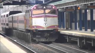 MBTA Commuter Rail Acela Express Northeast Regional and CSX Local at Route 128 HD [upl. by Molohs190]