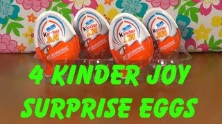 4 Kinder Joy Surprise Eggs unboxing  unwrapping [upl. by Esadnac674]