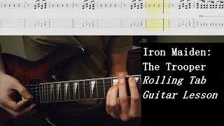 Iron Maiden  The Trooper Rolling Tab Guitar Lesson Rhythm [upl. by Aylmar]