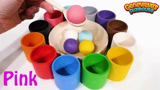 Rainbow Balls and Cups  Learn Colors Numbers and Spanish Words for Toddlers and Babies [upl. by Hnacogn585]