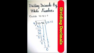 How To Divide A Decimal By A Whole Numbers  Dividing Decimals shorts [upl. by Suvart458]