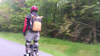 Guy riding Electric Unicycle on the cycle path  Veteran Lynx [upl. by Oileduab206]