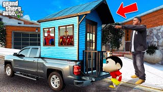 Shin Chan amp Franklin Built a House On his Car to Escape From Dangerous Tsunami in Gta 5 in Telugu [upl. by Alleras]