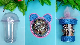 Plastic glass Craft Easy  Disposable Plastic glass Craft Ideas [upl. by Cassandre]