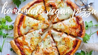 THE BASICS HOMEMADE VEGAN PIZZA WITH THE BEST VEGAN MOZZARELLA NUT FREE  PLANTIFULLY BASED [upl. by Naginarb]