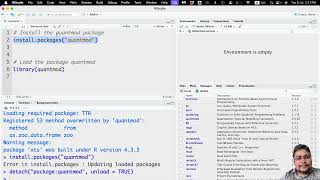 Install and load packages in R studio quantmod and tseries [upl. by Ennove]