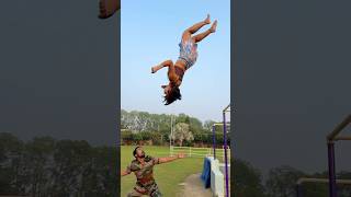 Kitni height hogi gymnast acrobatics action acrobat stunt viralshorts backflip couplegoals [upl. by Keelby504]