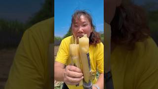 Enjoying beautiful nature life and eating delicious sugarcane fruit satisfying nature shorts [upl. by Hollyanne]