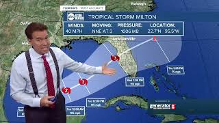 Tracking the Tropics  Tropical Storm Milton now forecast to be Cat 3 hurricane at landfall [upl. by Acirt]