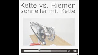 Video 1  Wirkungsgrad Riemen vs Kette  mehr Kraftbedarf durch Riemen Untertitel [upl. by Anitnegra36]