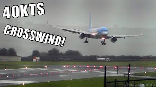 TUI Boeing 757 Comes into Land SIDEWAYS in 40 KNOT CROSSWIND at Bristol Airport During a STORM [upl. by Finah941]