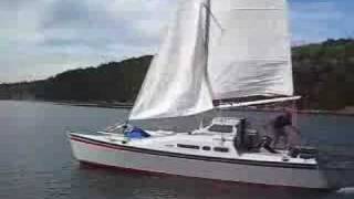 Merlin catamaran sailing with cuddy fitted [upl. by Stefan]