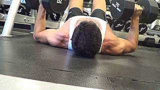 70 lb x 20 reps  Floor Dumbbell Chest Press [upl. by Nnalyrehs]