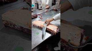 Trimming the fat on the meat production line with a very sharp knife 🔪🥩🤯 With juanlombard0 [upl. by Olbap]