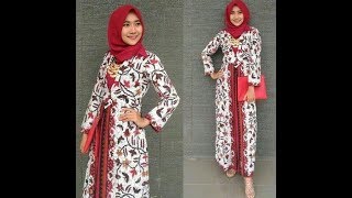 LAGI TREND Model Gamis Batik Modern Terbaru Cantik Dan Mewah [upl. by Ahselat818]