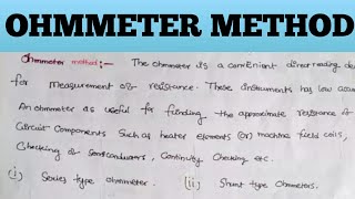 MEDIUM RESISTANCE MEAUREMENT OHMMETER METHOD [upl. by Lorinda]