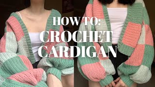 PART 2 HOW TO CROCHET PATCHWORK CARDIGAN TUTORIAL  Harry Styles Cardigan Inspired [upl. by Marelya]